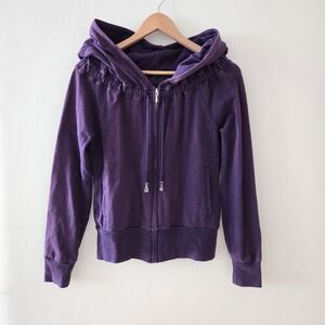 Jacob dark purple ruched hoodie size small with metal charm drawstrings size S